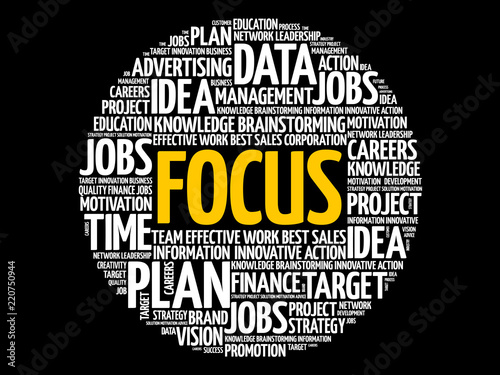 FOCUS word cloud collage, business concept background