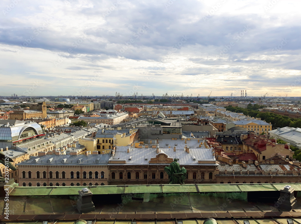 Saint Petersburg, Russia - August 4, 2018: Top view of city from Saint Isaac's Cathedral