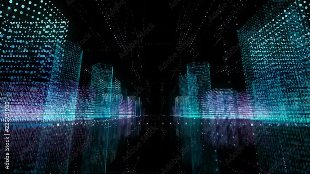 Abstract city of the future. Megapolis virtual reality glasses 3D