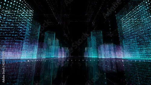 Abstract city of the future. Megapolis virtual reality glasses 3D