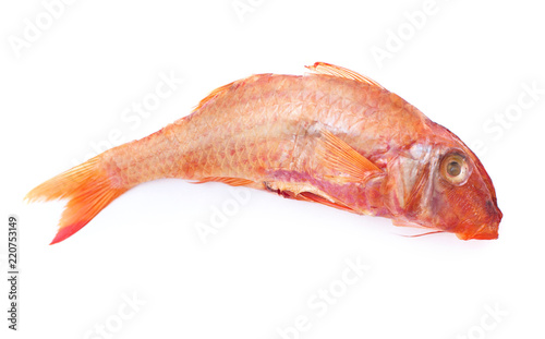 large smoked mullet isolated on white background.