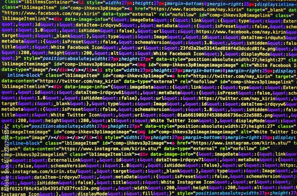 Desktop source code and Wallpaper by Computer language with coding and  programming. Stock Photo