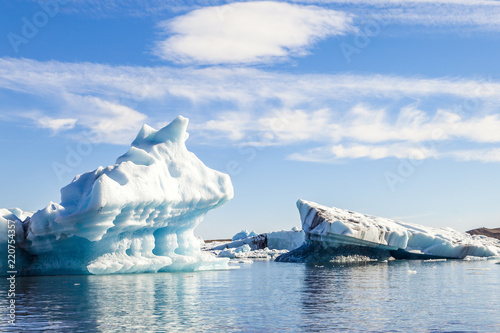 jokulsarlon blue lagoon panorama with icebergs photo