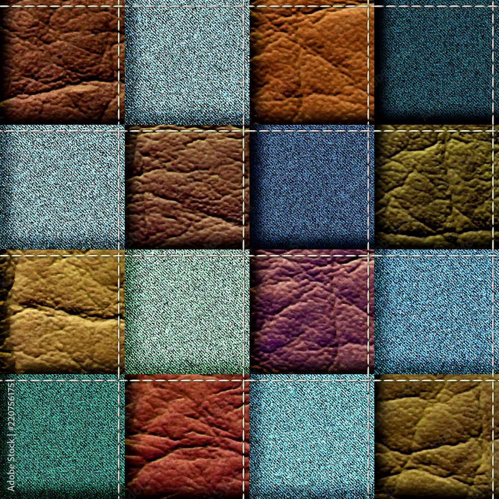 Fototapeta premium seamless leather patchwork background