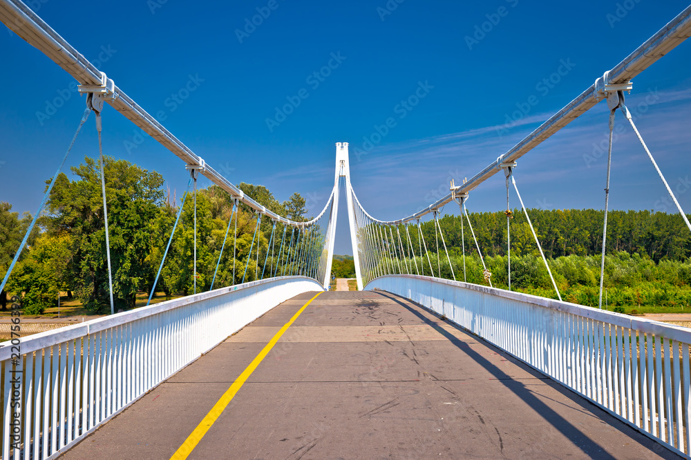 Drava river pedestrian bridge in Osijek