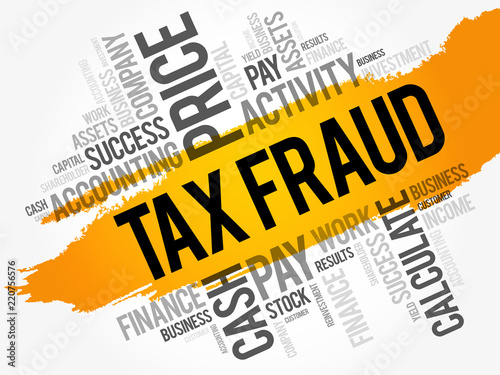 Tax fraud word cloud collage, business concept background