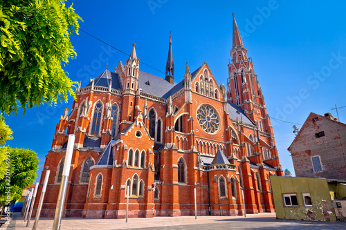 Vászonkép Osijek cathedral of St Peter and St Paul colorful view