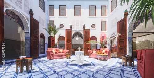 3d rendering moroccan interior design
