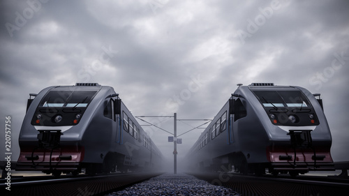 Overcast at the railway station. 3d rendering © ALEKSTOCK.COM