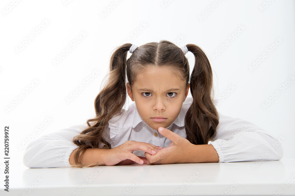 education and back to school concept. serious girl back to school to start education education and back to school concept. serious girl back to school to start education