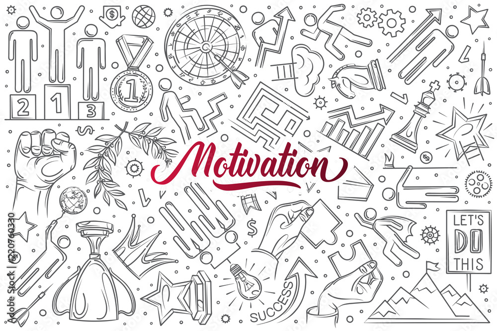 Hand drawn motivation set doodle vector background