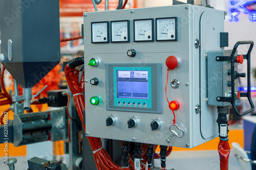 The control panel of the welding machine. photo