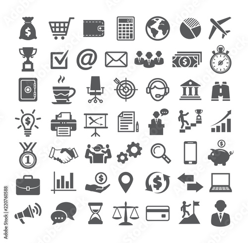 Business icons set. Icons for business, management, finance, strategy, marketing.