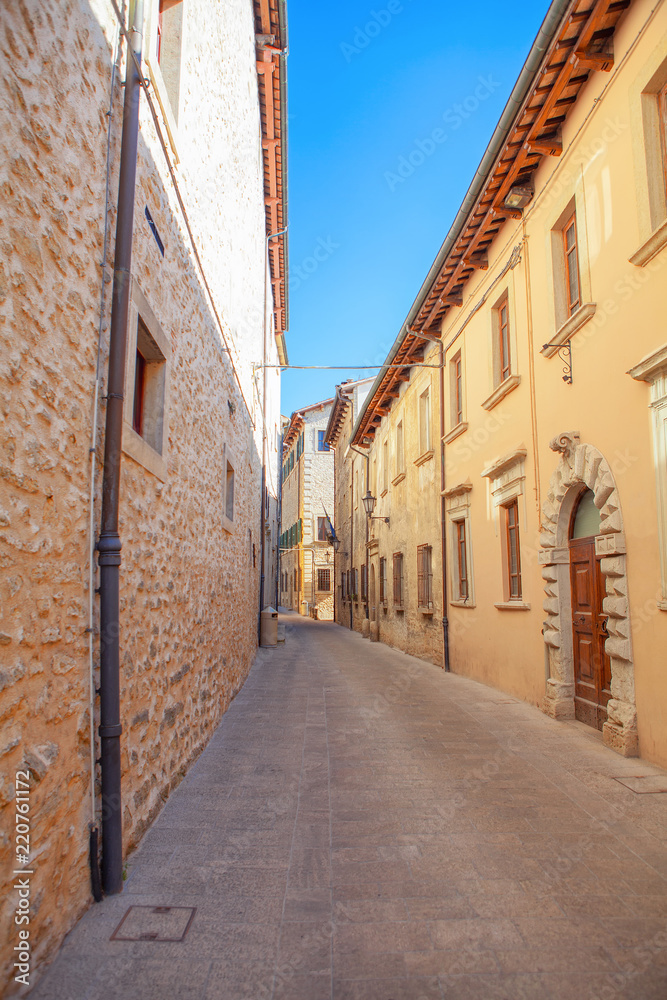 pavement of old narrow street in San Marino 