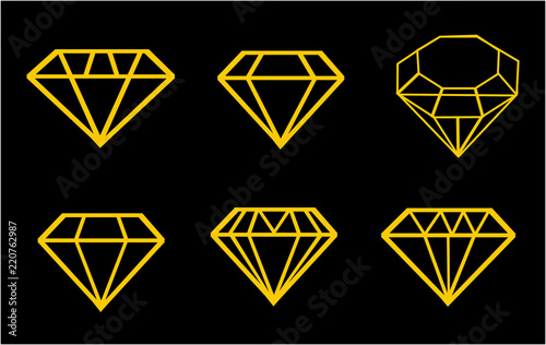 Diamond vector icons set 