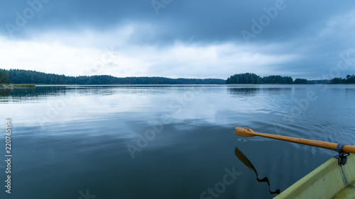 In a row boat in the Finnish archipelago at September in the coast of Raasepori, Finland.
