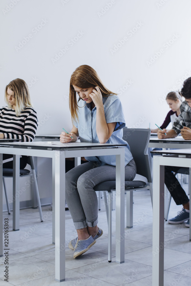 Schoolgirl Doing an Exam Schoolgirl Doing an Exam
