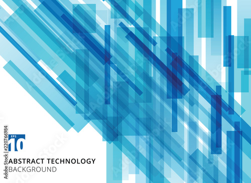 Abstract technology overlapped geometric squares shape blue colour on white background
