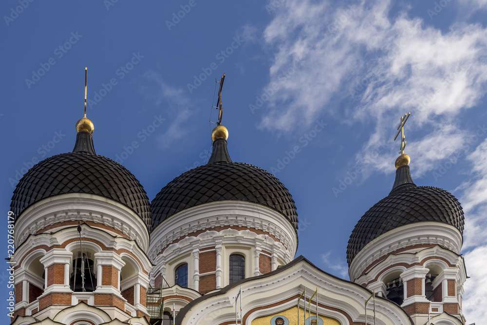 Detail of the domes of the Alexander Nevsky Cathedral in Tallinn, Estonia