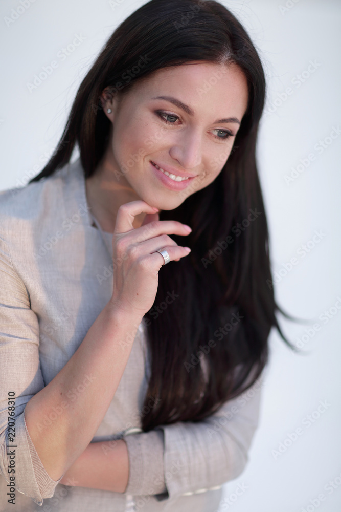 close-up face of a successful young woman. close-up face of a successful young woman.