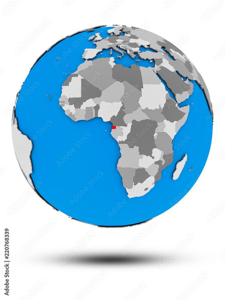 Equatorial Guinea on political globe isolated Equatorial Guinea on political globe isolated