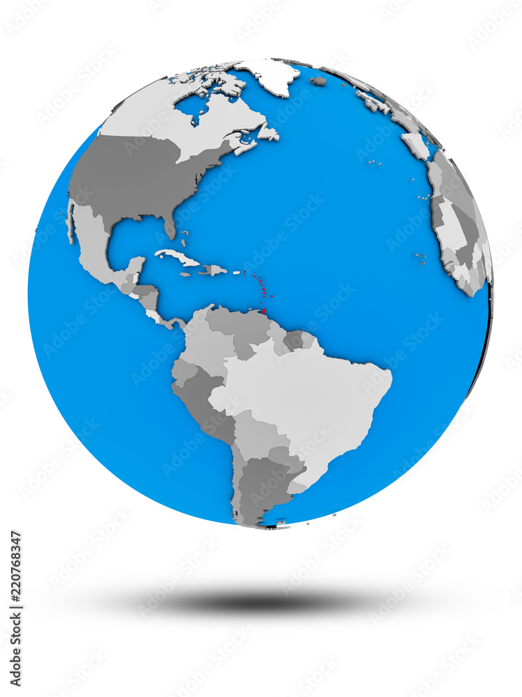 Caribbean on political globe isolated Caribbean on political globe isolated