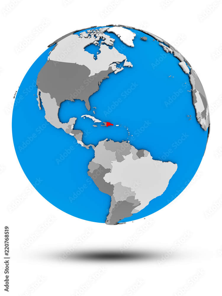 Dominican Republic on political globe isolated