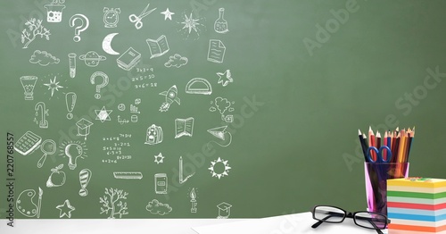 Education drawing on blackboard for school