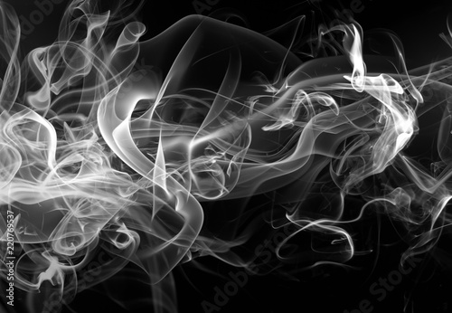 Movement of white smoke abstract on black background
