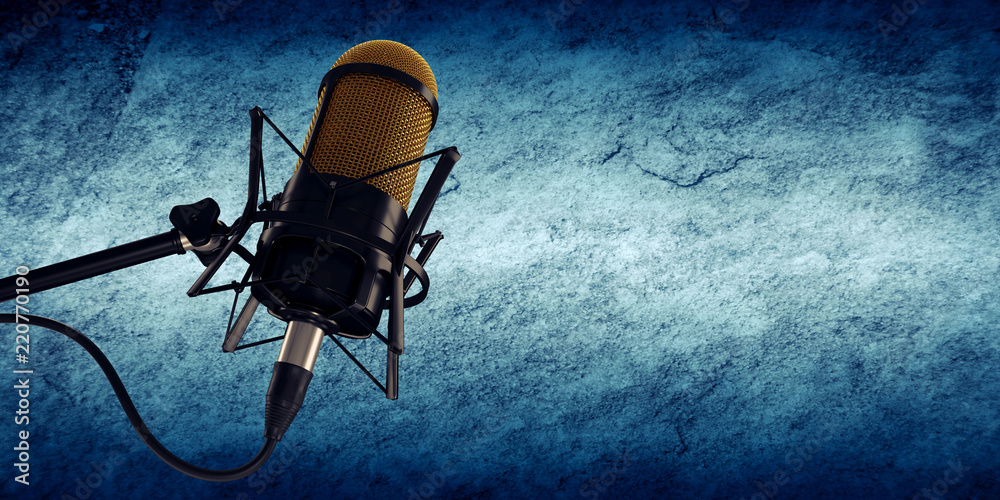 microphone in studio at background 3d illustration microphone in studio at background 3d illustration