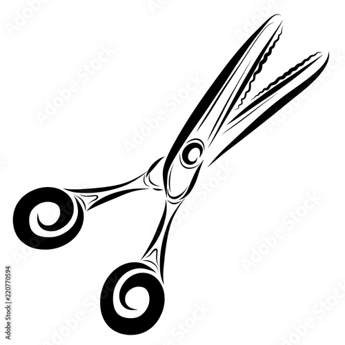 Scissors with denticles, outline with black lines photo