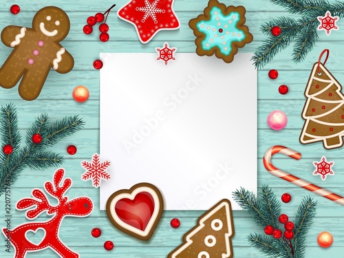 Abstract christmas background, red and white stylized Scandinavian decorations