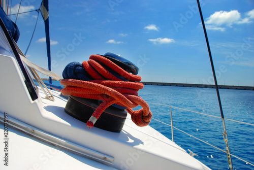 Ropes on a yacht photo