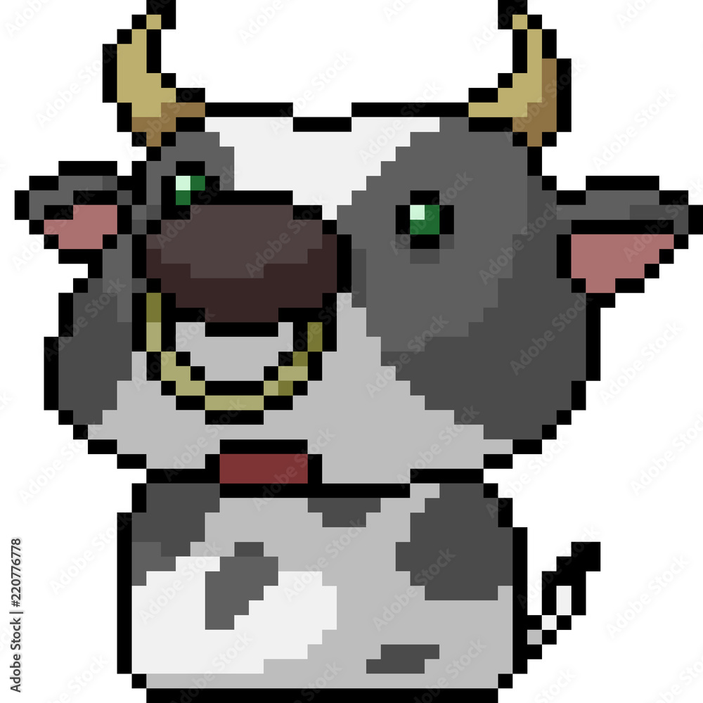 vector pixel art cow