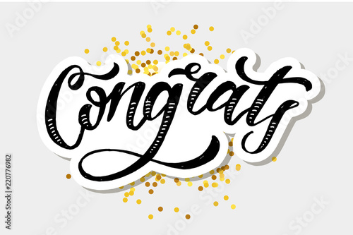 Congrats lettering Calligraphy Brush Text Holiday Vector Sticker gold