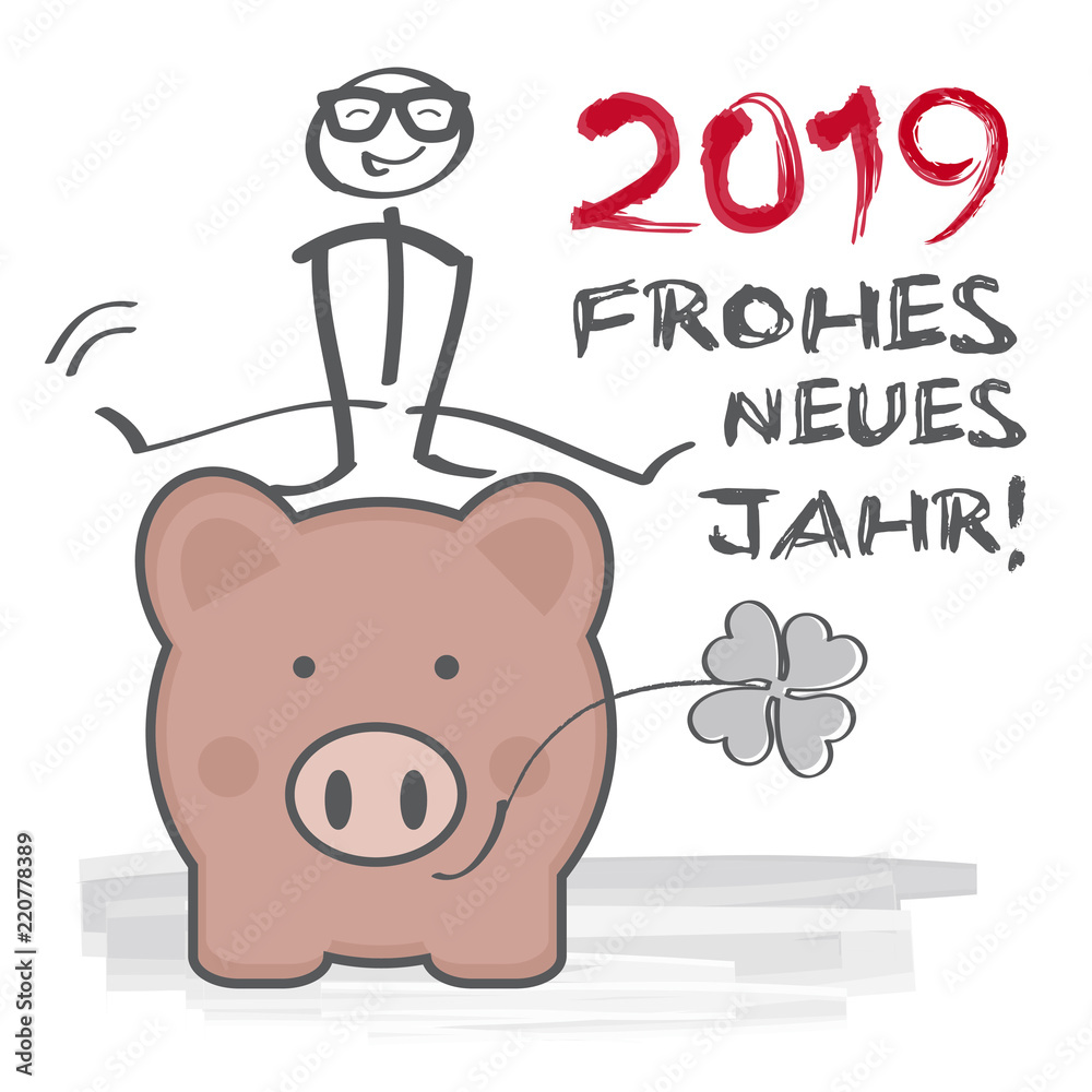 2019 Frohes neues Jahr Klee und Glücksschwein Stock Vector Adobe Stock