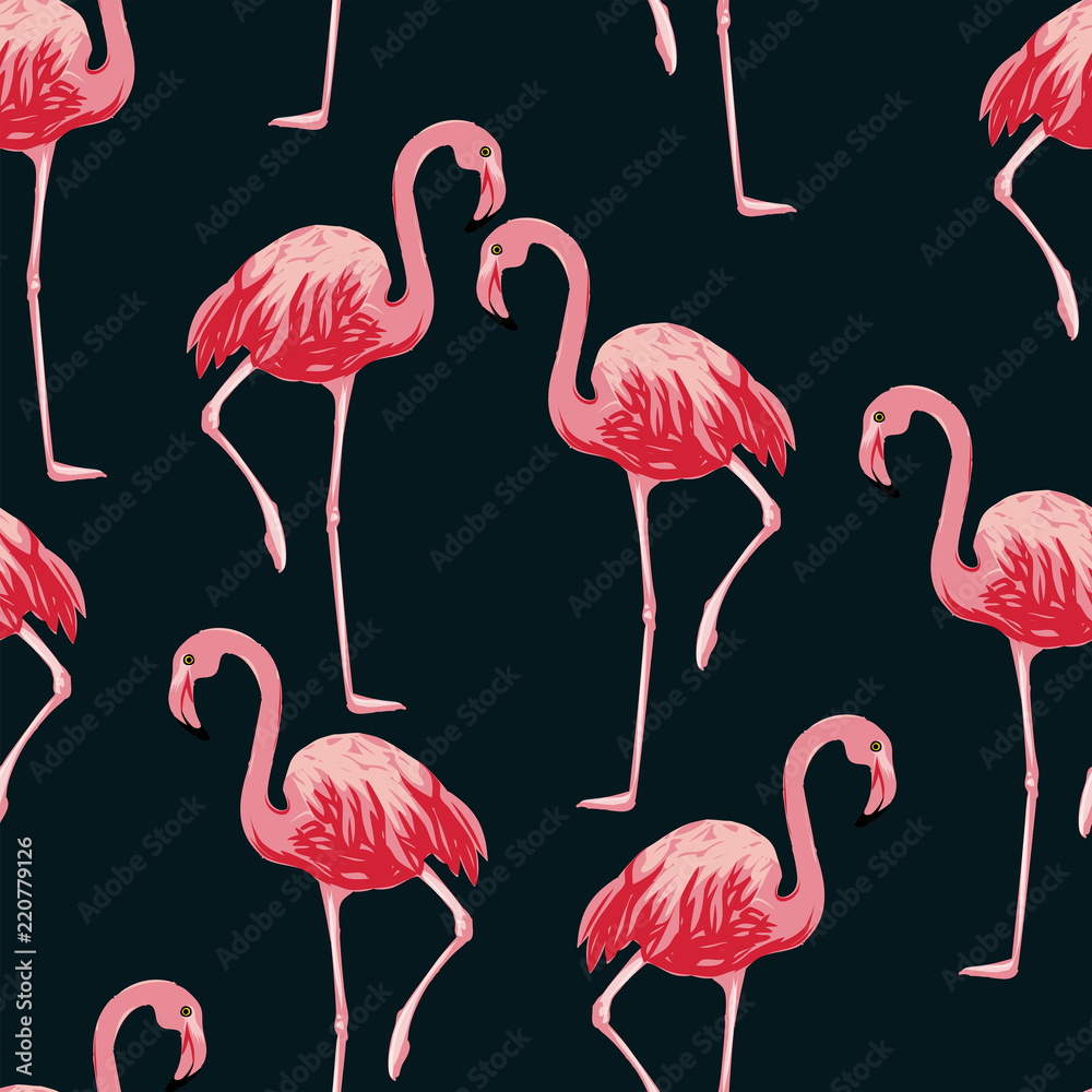 Obraz premium Seamless flamingos pattern