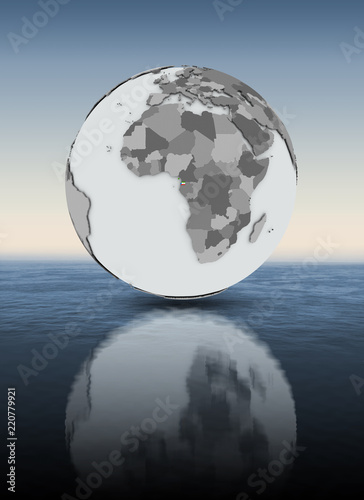 Fototapeta Naklejka Na Ścianę i Meble -  Equatorial Guinea on globe above water