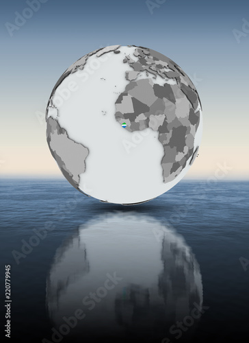 Sierra Leone on globe above water