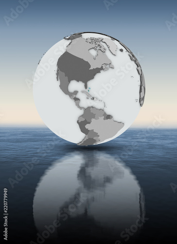 Bahamas on globe above water