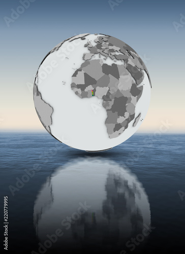 Togo on globe above water