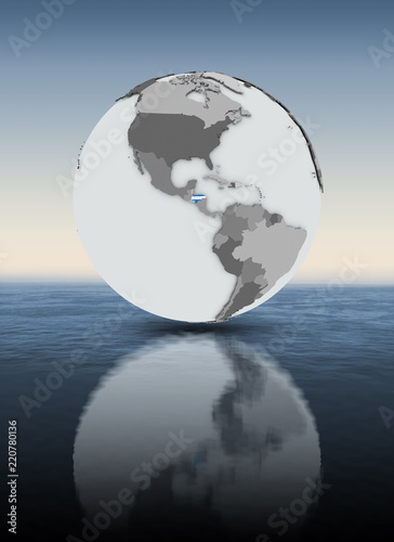 Honduras on globe above water