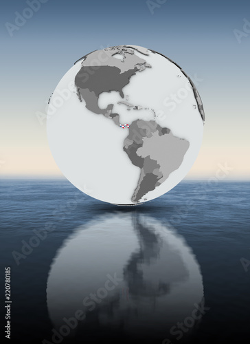 Panama on globe above water