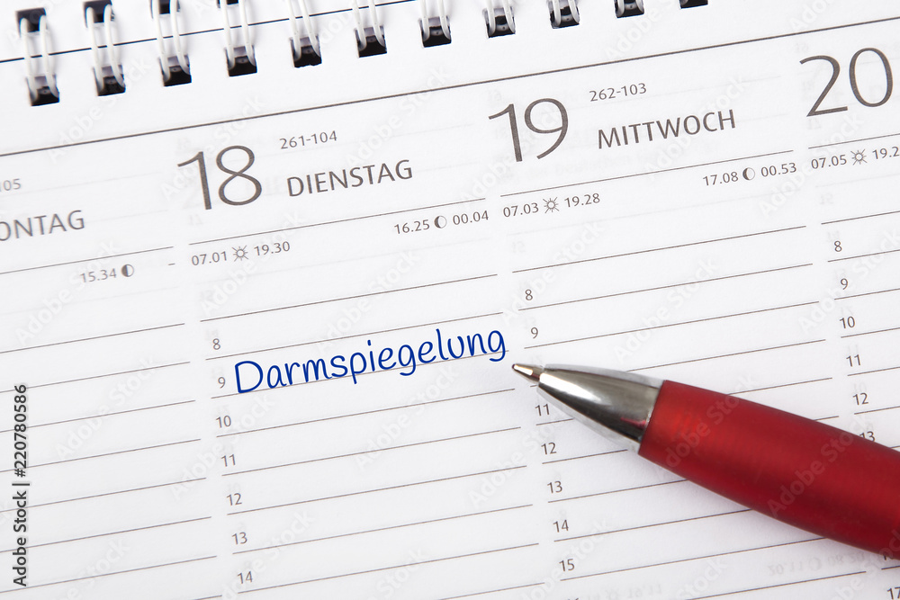 Eintrag im Kalender: Darmspiegelung