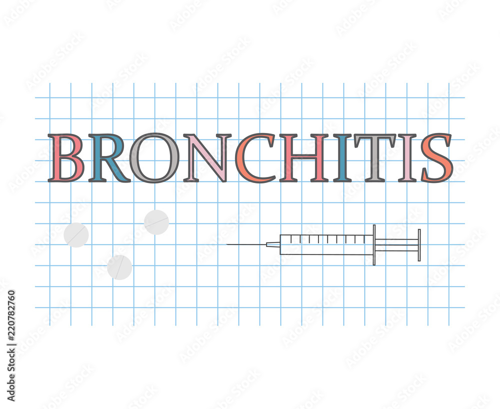 Bronchitis word on checkered paper sheet- vector illustration