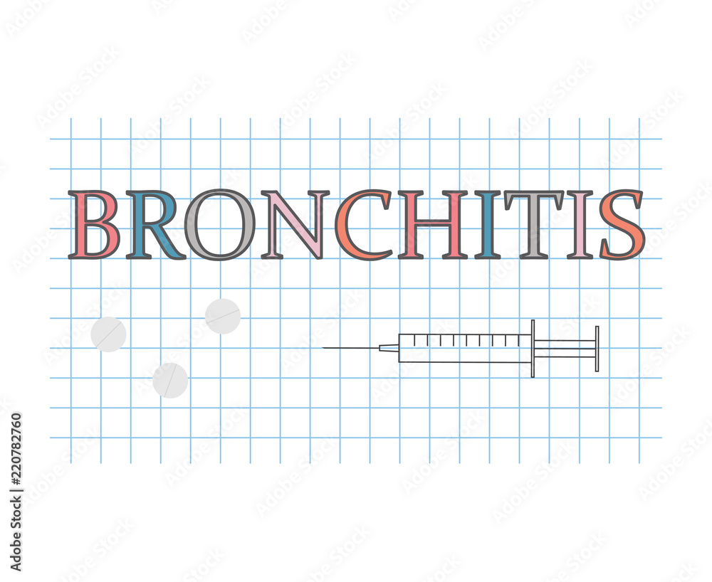 Bronchitis word on checkered paper sheet- vector illustration Bronchitis word on checkered paper sheet- vector illustration