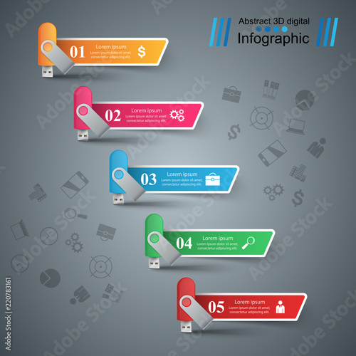 Usb flash, stair, ladder - business infographic Vector eps 10