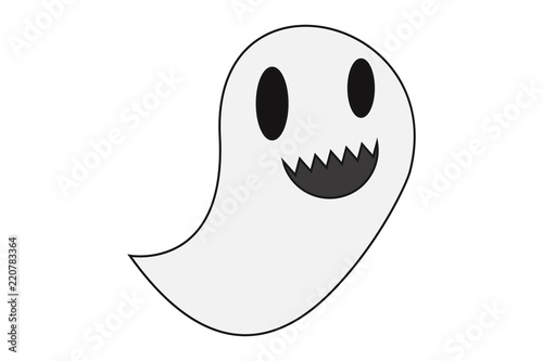 Fantasma sonriente sobre fondo blanco.