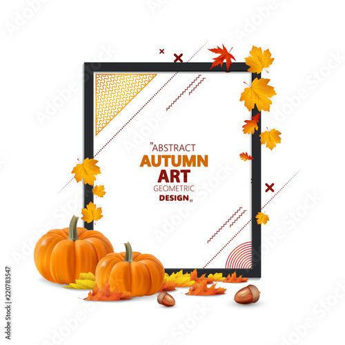 Autumn sale background layout decorate with leaves for shopping sale or promo poster and frame leaflet or web banner.Vector illustration.