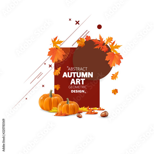 Autumn sale background layout decorate with leaves for shopping sale or promo poster and frame leaflet or web banner.Vector illustration.